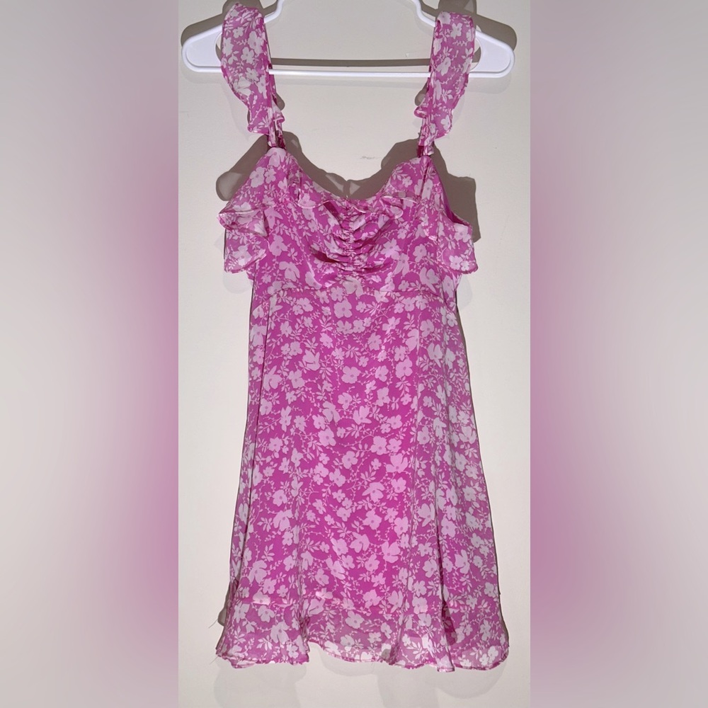 Floral Pink Ruffle Dress( Lulus-S)